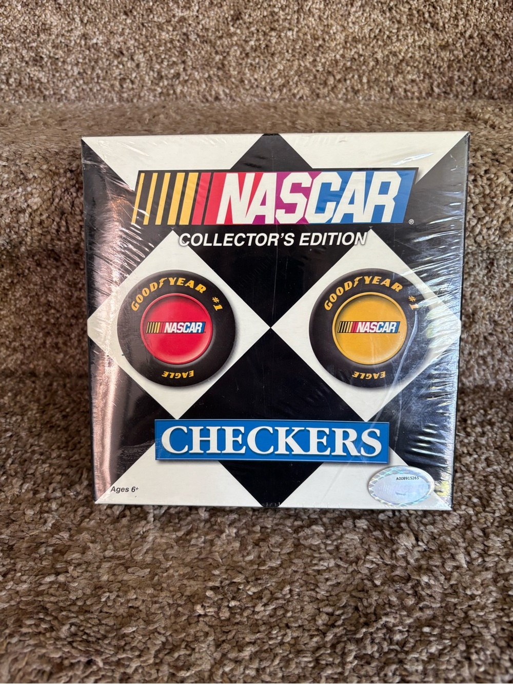 NASCAR Collector's Edition Checkers Game - Black, White, Red, Yellow, Blue